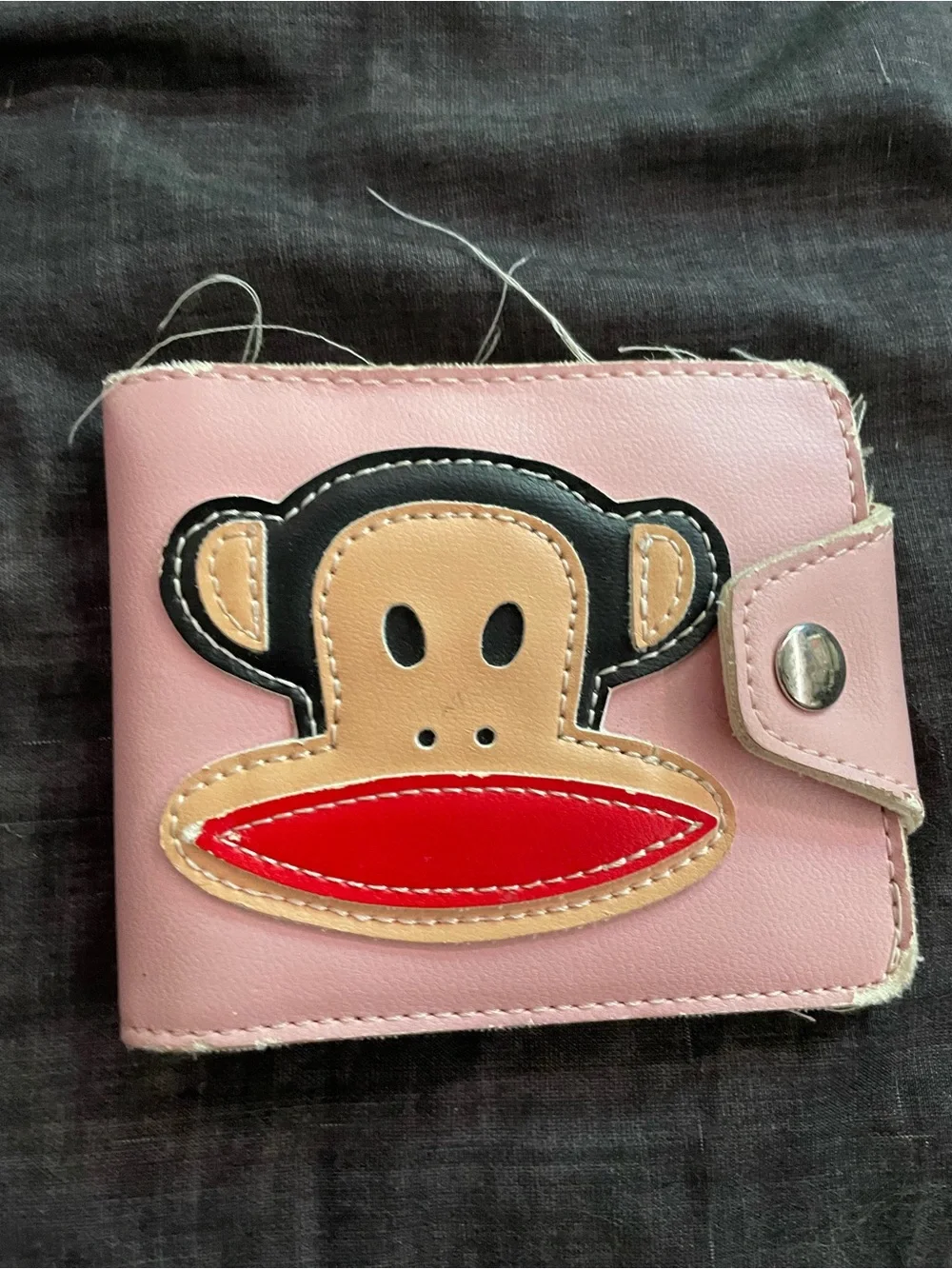 Paul Frank Pink Kids Wallet with Monkey Face and Red Accent